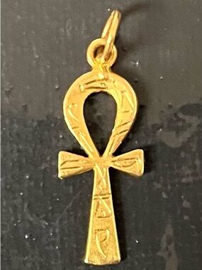 14 Kt Gold Ankh Pendant Charm - Women Jewelry
